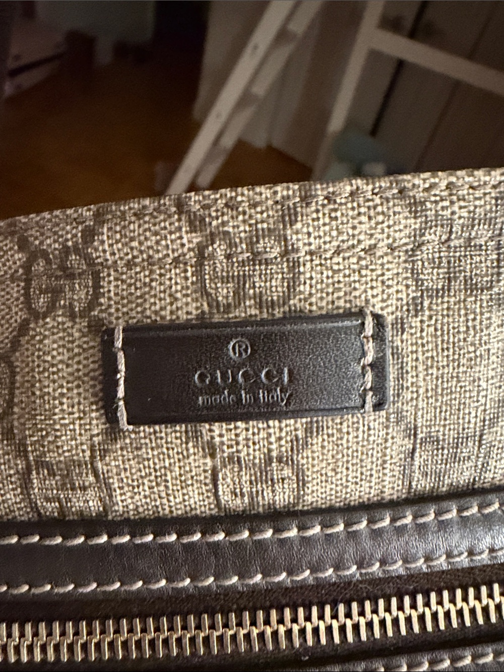 Gucci Brown GG Supreme Canvas Crossbody Bag with Dark Brown Trim - Picture 5 of 5